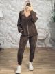 Lok-Cords Velvet Tracksuit Set-83139/Chocolat