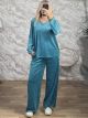 Sar-Velvet Wide Ve Set-24069/Turquoise