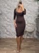 Ton-Elastic Midi Dress-3472/Chocolat