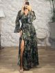 San-Wrap SilverThread Maxi Dress-5687/Green
