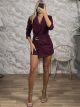 The-Suede GoldPin Playsuit-50133/Burgundy