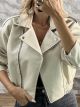 Lok-Leather Bomber Jacket-4673/Ecru