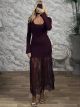 Knitted Lace Maxi Dress-9731/Burgundy