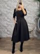 Kun-Viscose Belt Midi Dress-25278/Dark Chocolat
