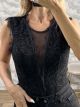 San-Lace OpenBack Bodysuit/Black