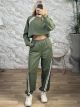 CropTop Striped Set-23550/Khaki