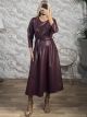 Zoz-Leather Midi Dress-51897/Burgundy