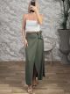 Viscose Wrap Maxi Skirt-6112/Khaki