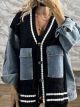 Viscose College Cardigan DD-9019/Black