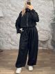The-Ruched Oversize Tracksuit-39309/Black