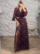 San-Muslin GoldenThread Maxi Dress-6481/Chocolat
