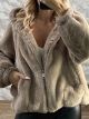 The-Hooded Soft Furry Coat-25212/Mocca