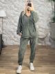 Lok-Cords Velvet Tracksuit Set-83139/Khaki