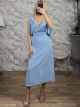 GoldPins Shoulder Midi Dress/Ciel