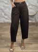 Cotton Office Belt Pants-1924/Chocolat