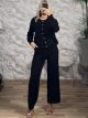 Gyn-Knitted Cardigan&Pants Set-3360/Black
