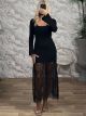 Knitted Lace Maxi Dress-9731/Black