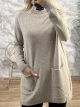 Oversized Pockets Sweater/Beige