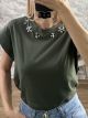  Jewellery Sleeveless Top-8303/Khaki