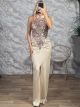 The-Sequinned HalterNeck Maxi Dress-44494/Gold