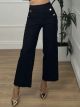 Gold Buttons Pants/Black