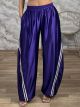 Zoz-Double Stripes Satin Pants-81726/Purple