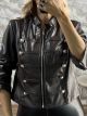 Military Leather Jacket-14607/Chocolat