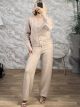 Gyn-Knitted Cardigan&Pants Set-3360/Beige