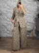 The-Velvet Textured Suit-81026/Beige