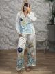 Satin Shirt&Pants Set-8553/Green