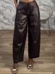 Leather Highwaist Pants-1015/Chocolat