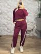 CropTop Striped Set-23550/Burgundy