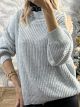 Openshoulder Pearls Sweater/Grey