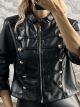 Military Leather Jacket-14607/Black