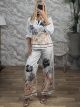Satin Shirt&Pants Set-8553/Black