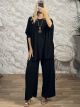 Viscose Knitted Necklace Set-20178/Black