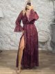 San-Wrap SilverThread Maxi Dress-5687/Burgundy