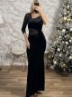 Velvet Maxi C-Through Dress