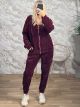 Lok-Cords Velvet Tracksuit Set-83139/Burgundy