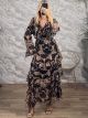 Ruffled GoldenThread Maxi Dress-6422/Black