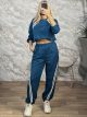 CropTop Striped Set-23550/Petrol