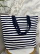 Beach Bag Stripes-2404/Navy Blue