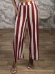 Bold Stripes Elastic Pants-22216/Burgundy