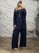 Viscose Knitted Necklace Set-20178/Navy Blue