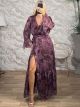 San-Wrap SilverThread Maxi Dress-5687/Purple