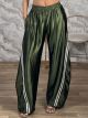 Zoz-Double Stripes Satin Pants-81726/Khaki