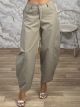 Highwaist Seams Barrel Pants-30101/Beige