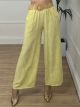 Belt Wide Leg Viscose Pants/Yellow