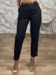 Ankle Buttons Belt Pants-1693/Black
