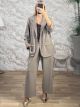 Plus Size Crep Suit-3739/Mocca